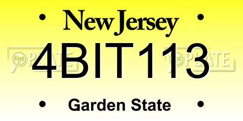 4BIT113 New Jersey License Plate