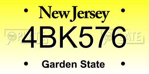 4BK576 New Jersey License Plate
