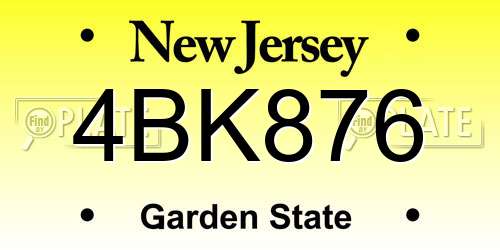 4BK876 New Jersey License Plate