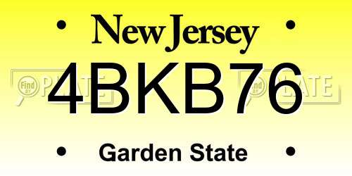 4BKB76 New Jersey License Plate