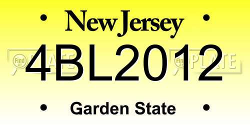 4BL2012 New Jersey License Plate