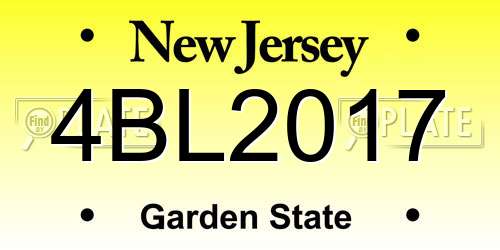 4BL2017 New Jersey License Plate
