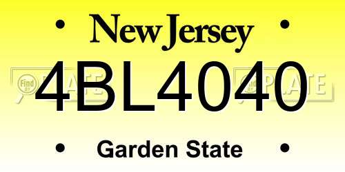 4BL4040 New Jersey License Plate