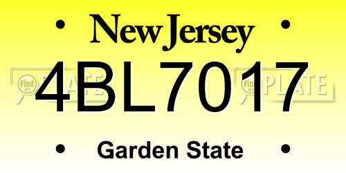 4BL7017 New Jersey License Plate