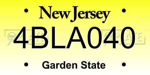 4BLA040 New Jersey License Plate