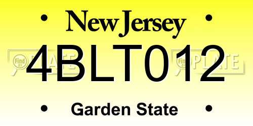 4BLT012 New Jersey License Plate