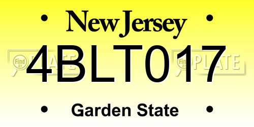 4BLT017 New Jersey License Plate