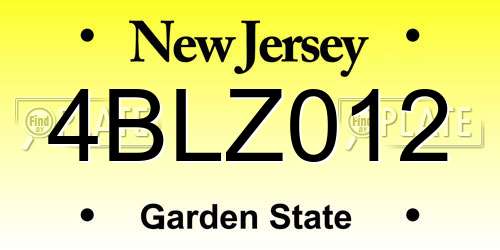 4BLZ012 New Jersey License Plate
