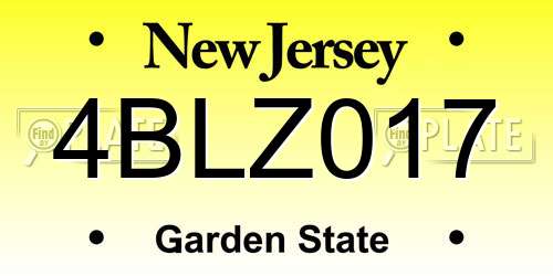 4BLZ017 New Jersey License Plate