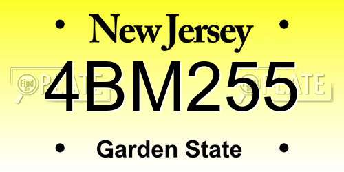 4BM255 New Jersey License Plate