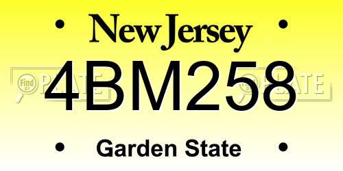 4BM258 New Jersey License Plate