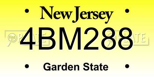 4BM288 New Jersey License Plate