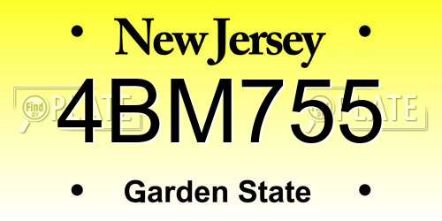 4BM755 New Jersey License Plate