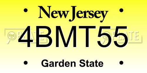 4BMT55 New Jersey License Plate