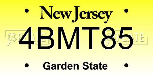 4BMT85 New Jersey License Plate