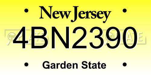 4BN2390 New Jersey License Plate