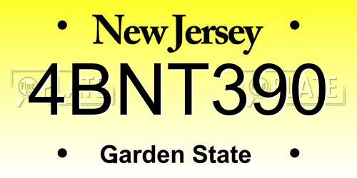 4BNT390 New Jersey License Plate