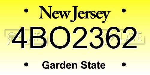 4BO2362 New Jersey License Plate