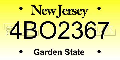 4BO2367 New Jersey License Plate