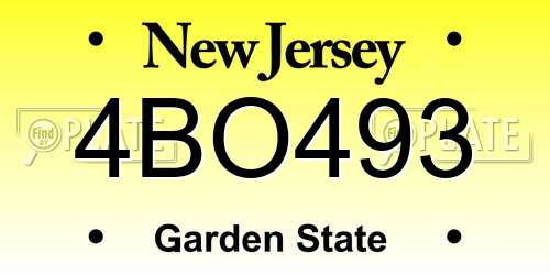 4BO493 New Jersey License Plate