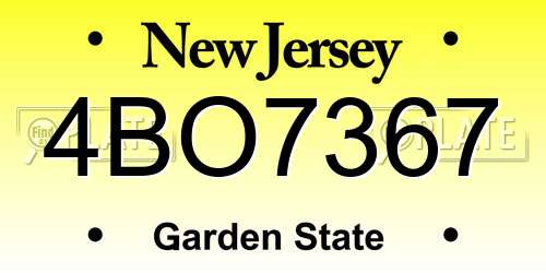 4BO7367 New Jersey License Plate