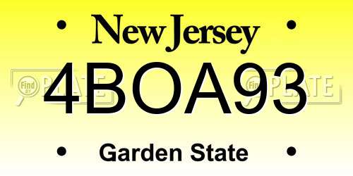 4BOA93 New Jersey License Plate