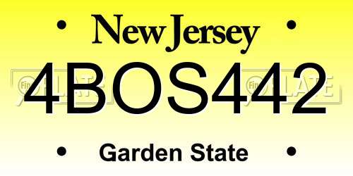 4BOS442 New Jersey License Plate