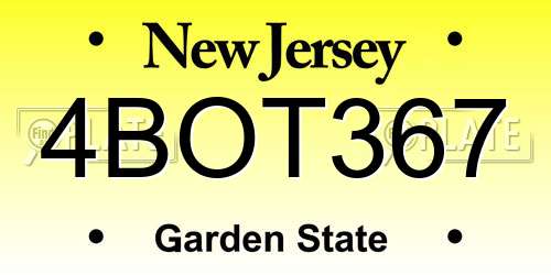 4BOT367 New Jersey License Plate
