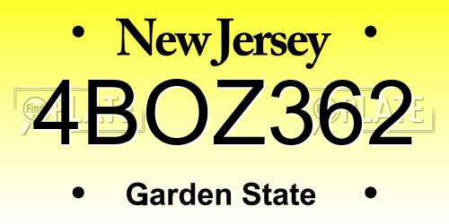 4BOZ362 New Jersey License Plate