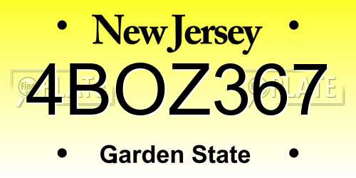 4BOZ367 New Jersey License Plate