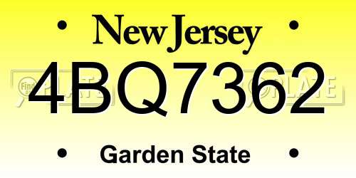 4BQ7362 New Jersey License Plate