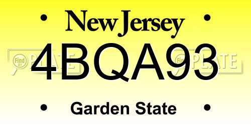 4BQA93 New Jersey License Plate