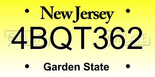 4BQT362 New Jersey License Plate