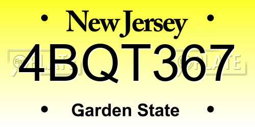 4BQT367 New Jersey License Plate