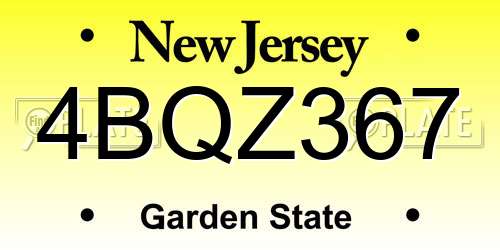 4BQZ367 New Jersey License Plate