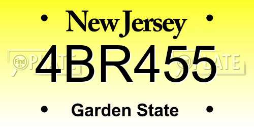 4BR455 New Jersey License Plate