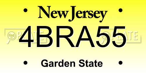 4BRA55 New Jersey License Plate