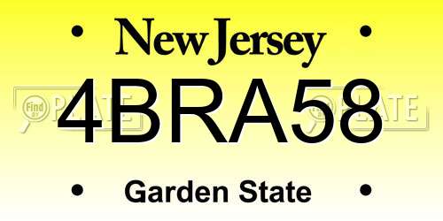 4BRA58 New Jersey License Plate