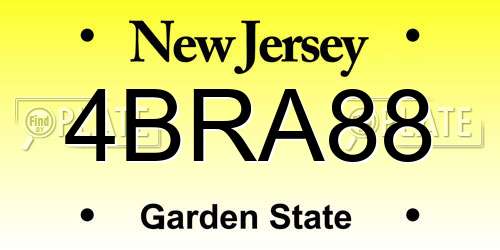 4BRA88 New Jersey License Plate