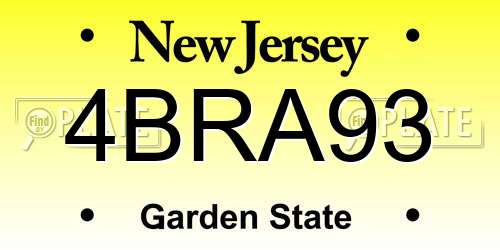 4BRA93 New Jersey License Plate