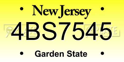 4BS7545 New Jersey License Plate