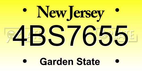4BS7655 New Jersey License Plate