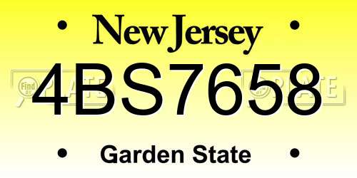 4BS7658 New Jersey License Plate