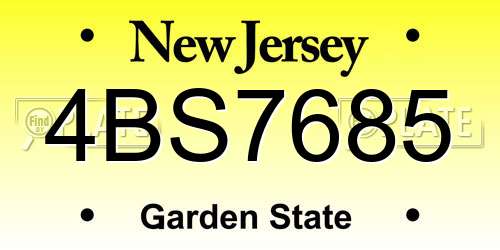 4BS7685 New Jersey License Plate