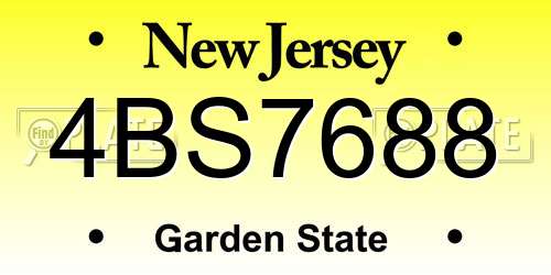 4BS7688 New Jersey License Plate