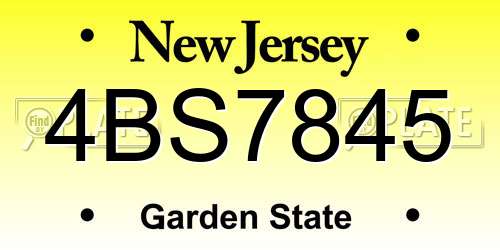 4BS7845 New Jersey License Plate