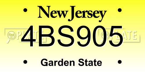 4BS905 New Jersey License Plate
