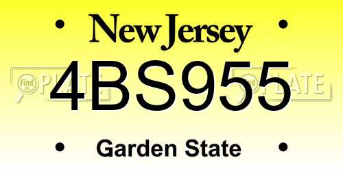4BS955 New Jersey License Plate
