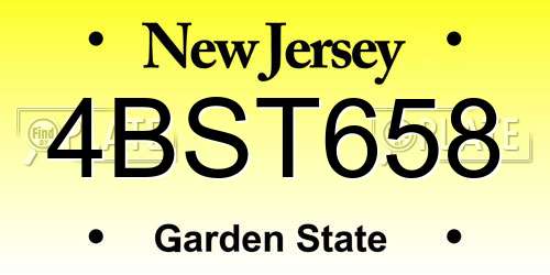 4BST658 New Jersey License Plate