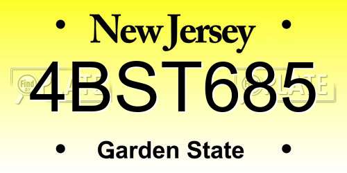 4BST685 New Jersey License Plate